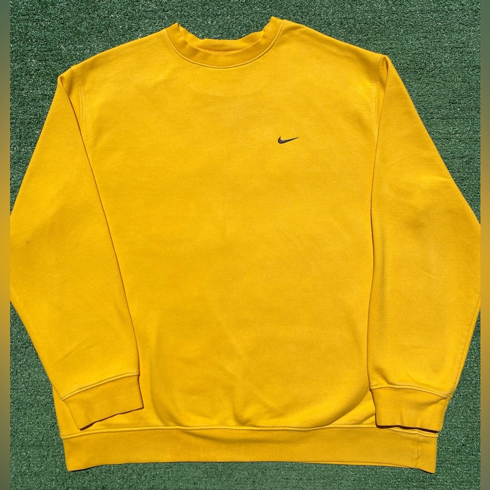 VTG Y2K Nike Embroidered Swoosh Yellow Sweatshirt Men’s Sz 3XL Distressed